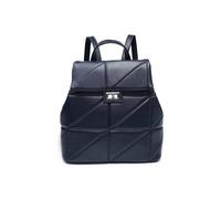 Jfy Flap Quilted Pattern Twist Metal Lock Backpack In Blue Blue