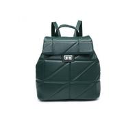 Jfy Flap Quilted Pattern Twist Metal Lock Backpack In Dark Green Dark Green