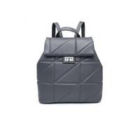 Jfy Flap Quilted Pattern Twist Metal Lock Backpack In Grey Grey One Size