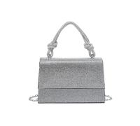 JFY Flap Rhinestone Embedded Knots Top Handle Diamante Clutch Bag (Black)