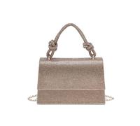 JFY Flap Rhinestone Embedded Knots Top Handle Diamante Clutch Bag (Gold)