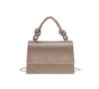 Jfy Flap Rhinestone Embedded Knots Top Handle Diamante Clutch Bag In Gold Gold One Size
