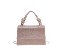 Jfy Flap Rhinestone Embedded Knots Top Handle Diamante Clutch Bag In Rose Gold Rose Gold