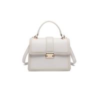 Jfy Flap Top Handle Metal Push Lock Grab Bag In Beige Beige