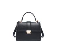Jfy Flap Top Handle Metal Push Lock Grab Bag In Black Black