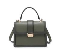 Jfy Flap Top Handle Metal Push Lock Grab Bag In Olive Olive