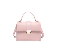 Jfy Flap Top Handle Metal Push Lock Grab Bag In Pink Pink