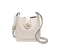 JFY Flower Shape Flap Over Twist Lock Clasp Cross Body Bag (Beige)