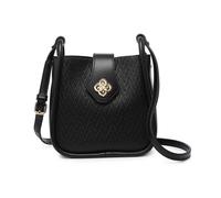 Jfy Flower Shape Flap Over Twist Lock Clasp Cross Body Bag In Black Black