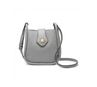 Jfy Flower Shape Flap Over Twist Lock Clasp Cross Body Bag In Grey Grey One Size