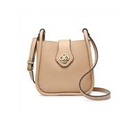 Jfy Flower Shape Flap Over Twist Lock Clasp Cross Body Bag In Khaki Khaki