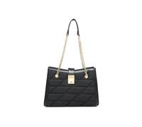 JFY Golden Chain Handle Flap Lock Tote Bag (Black)