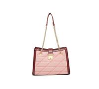JFY Golden Chain Handle Flap Lock Tote Bag (Pink)
