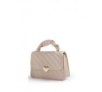 Jfy Heart Shape Badge Quilted Pattern Crossbody Bag/ Grab Bag In Beige Beige One Size