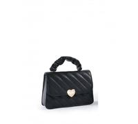 Jfy Heart Shape Badge Quilted Pattern Crossbody Bag/ Grab Bag In Black Black One Size