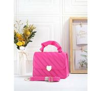 Jfy Heart Shape Badge Quilted Pattern Crossbody Bag/ Grab Bag In Fuchsia Fuchsia One Size