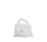 JFY Heart Shape Badge Quilted Pattern Crossbody Bag/Grab Bag (White)