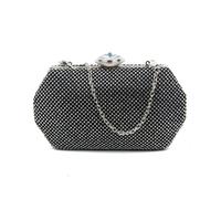 Jfy Hexagon Shape Crystal Clasp Double-Side Diamante Bag In Black Black