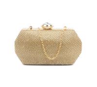 Jfy Hexagon Shape Crystal Clasp Double-Side Diamante Bag In Gold Gold
