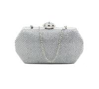 JFY Hexagon Shape Crystal Push Lock Clasp Double-Side Diamante Bag (Silver)