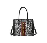 JFY Leopard Print Metal Chain Tote Bag (Black)