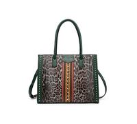 JFY Leopard Print Metal Chain Tote Bag (Green)