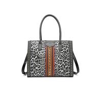 JFY Leopard Print Metal Chain Tote Bag (Grey)