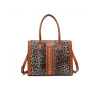 Jfy Leopard Print Metal Chain Tote Bag In Brown Brown One Size