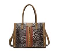 Jfy Leopard Print Metal Chain Tote Bag In Khaki Khaki