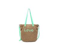JFY Long Handle Woven Straw Bucket Beach Bag (Green)