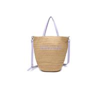 Jfy Long Handle Woven Straw Bucket Beach Bag In Lilac Lilac