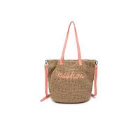 JFY Long Handle Woven Straw Bucket Beach Bag (Orange)