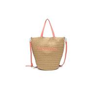 JFY Long Handle Woven Straw Bucket Beach Bag (Orange)