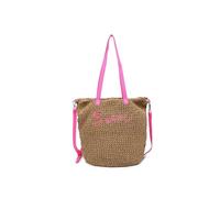JFY Long Handle Woven Straw Bucket Beach Bag (Rose)