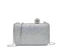 Jfy Metal Ball Clasp Glitter Clutch Bag In Silver Silver One Size