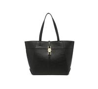 JFY Metal Lock Zip Top Two Handles Tote Bag (Black)