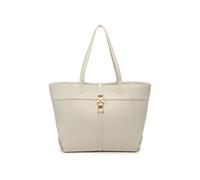 Jfy Metal Lock Zip Top Two Handles Tote Bag In Beige Beige