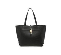 Jfy Metal Lock Zip Top Two Handles Tote Bag In Black Black