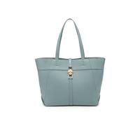 Jfy Metal Lock Zip Top Two Handles Tote Bag In Light Blue Light Blue