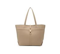 Jfy Metal Lock Zip Top Two Handles Tote Bag In Light Khaki Light Khaki
