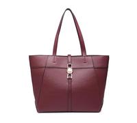 JFY Metal Lock Zip Top Two Handles Tote Bag (Wine)