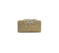 JFY Metal Pattern Clasp Diamante Clutch Bag (Gold)