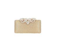 Jfy Metal Pattern Clasp Diamante Clutch Bag In Rose Gold Rose Gold One Size