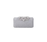 Jfy Metal Pattern Clasp Diamante Clutch Bag In Silver Silver
