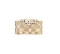 JFY Metal Pattern Clasp Diamante Clutch Bag (Rose Gold)
