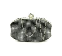 JFY Octagon Shape Ring Clasp Double-Side Diamante Bag (Black)