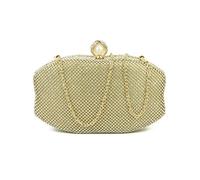 JFY Octagon Shape Ring Clasp Double-Side Diamante Bag (Gold)