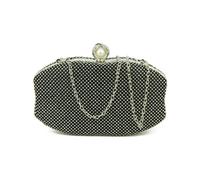 Jfy Octagon Shape Ring Clasp Double-Side Diamante Bag In Black Black