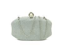 Jfy Octagon Shape Ring Clasp Double-Side Diamante Bag In Silver Silver