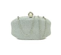 JFY Octagon Shape Ring Clasp Double-Side Diamante Bag (Silver)